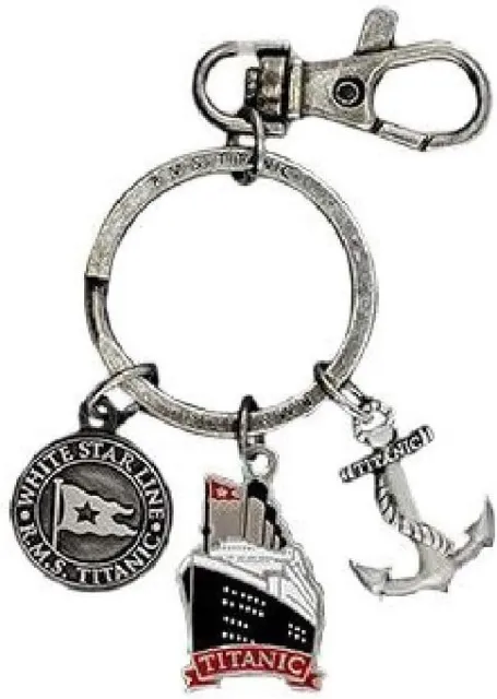 Titanic 1912 Keychain Charm Key Ring with Ship, Anchor and White Star Line Logo