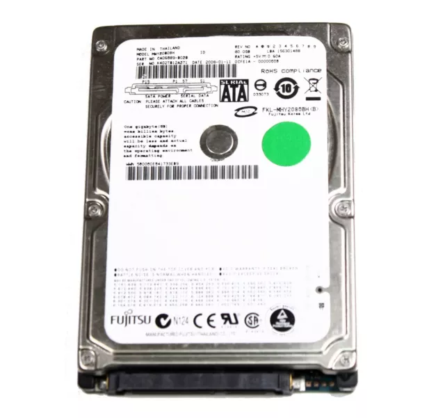 Fujitsu MHY2080BH 2.5" 80GB SATA 5400 RPM Hard Disk Drive