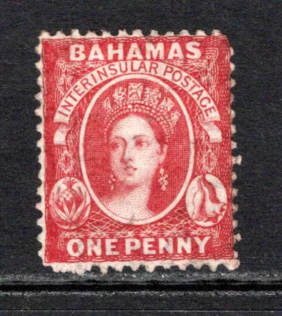 (066)     Bahamas QV 1863-77 (Wmk CC, p12½) 1d. Carmine Lake SG21 M/Mint