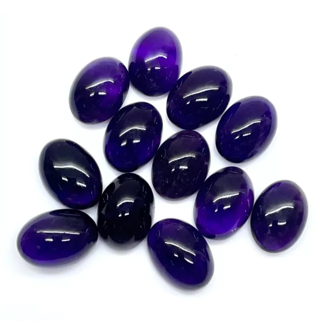12 Pcs Natural Amethyst 21mm-22mm RIch Purple Loose Cabochon Gemstones 279 Cts