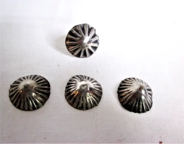 4 Sterling Silver Handmade Navajo Stamped  Buttons  - 13mm- Copper Shanks