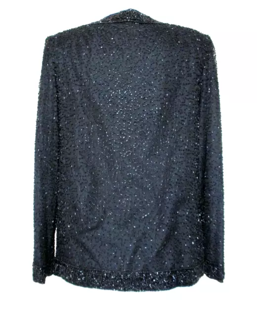 VINTAGE LAURENCE KAZAR Evening Jacket Small Women Black Beaded Silk $42 ...