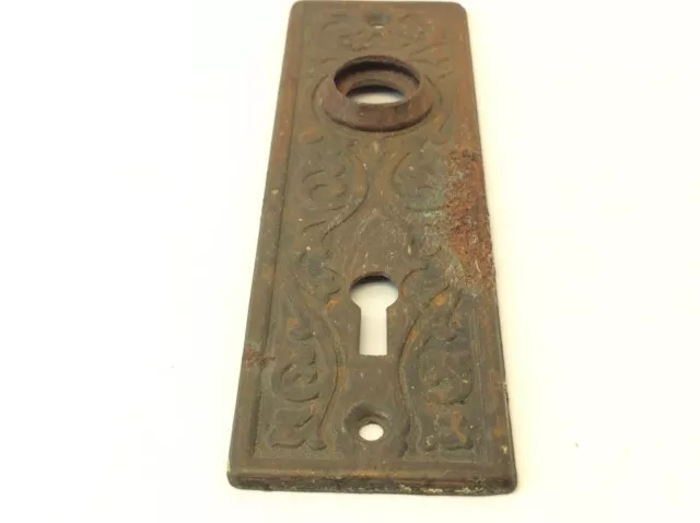 Ornate Cast Iron Metal Door Handle Cover Skeleton Key Plate Antique Old 2