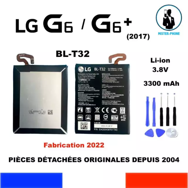 BATTERIE ORIGINALE OEM LG G6 G6+ BL-T32 3300mAh 12,5Wh H870 G600 US997 AS993