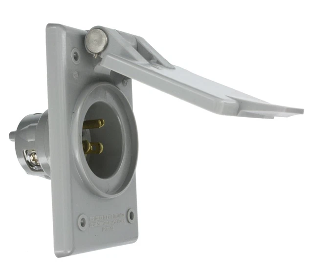 Receptáculo de entrada eléctrica macho con brida de hoja recta 5278-CWP, 15A, 125 V, nailon