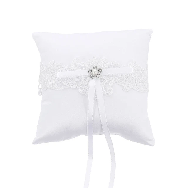 Fabbisogno nuziale supporto per anelli di pizzo anello bownot cuscino fede nuziale sposa