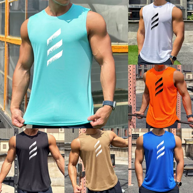 Herren Bodybuilding Tank Top Quick Dry Fitness T Shirt Stringer Weste G