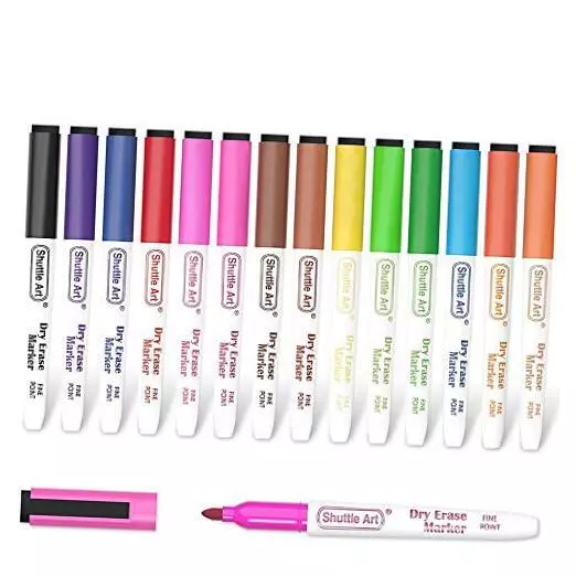 Dry Erase Markers,  15 Colors Magnetic Whiteboard Markers with Erase,Fine