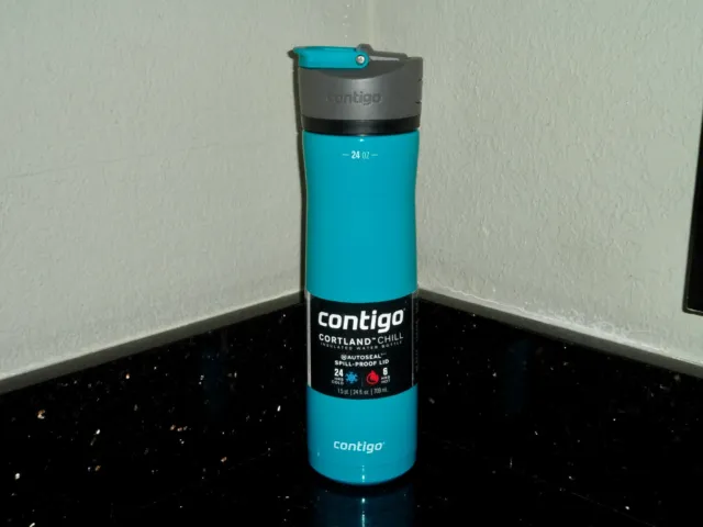Contigo Cortland Chill 2.0 Insulated Water Bottle W/Autoseal Spill-Proof Lid NWT