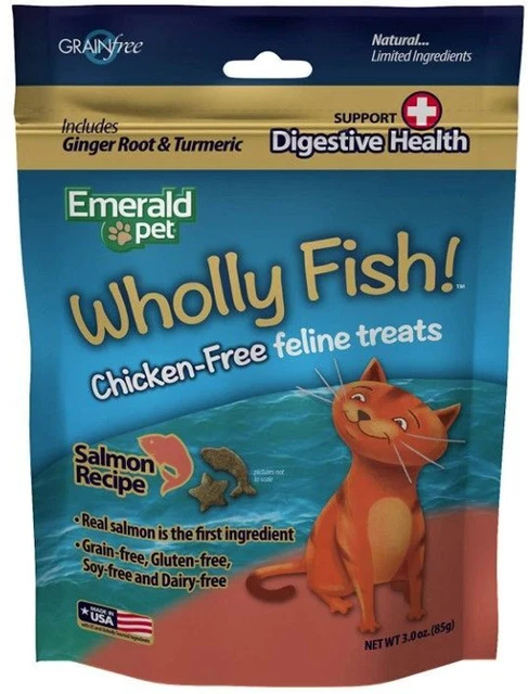 ¡Mascota esmeralda pez entero! Receta de salmón golosinas de salud digestiva para gatos
