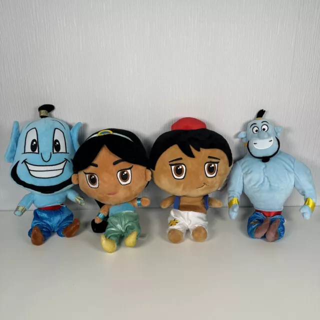 Disney Aladdin Plush Soft Toy Bundle Set x4 Big Head Genie & Jasmine Beanies