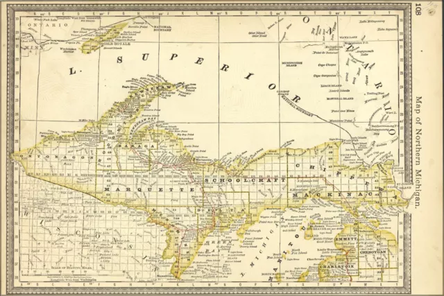 Poster, Many Sizes; Map Of Upper Peninsula Michigan 1881