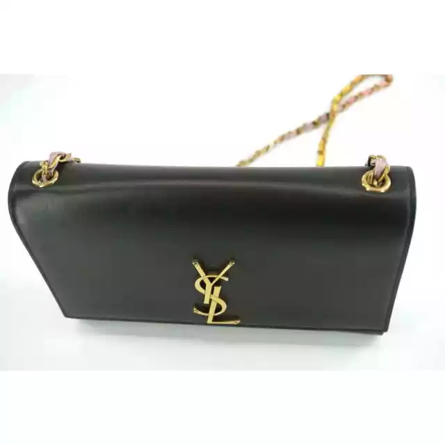 Saint Laurent Black Kate Medium Monogram Chain Leather Bag $2190 YSL Logo 3