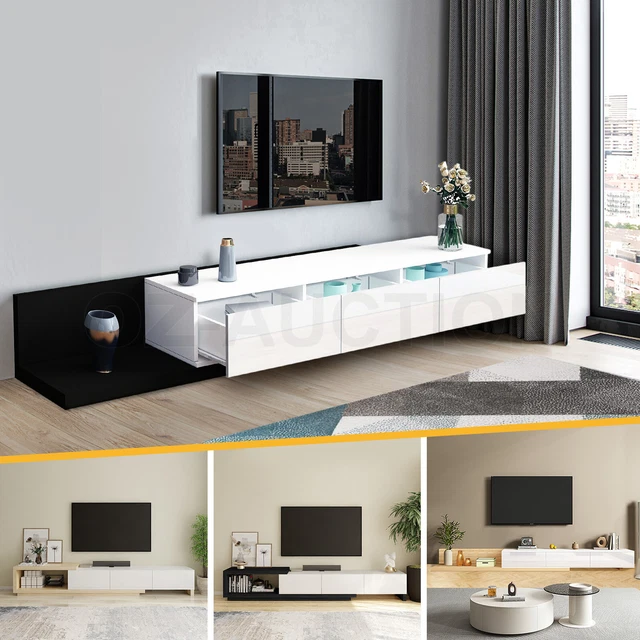 EXTENDABLE TV STAND Cabinet Entertainment Unit Console Table Black