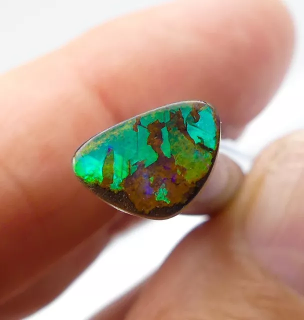 Australian Boulder Opal Solid, Natural Opal, Green, Blue, 10x6mm 1.2ct 11474