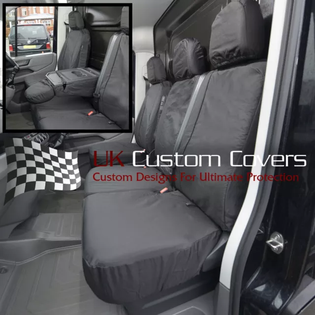 Vw Volkswagen Crafter Van 2023+ Tailored Waterproof Front Seat Covers Black 308