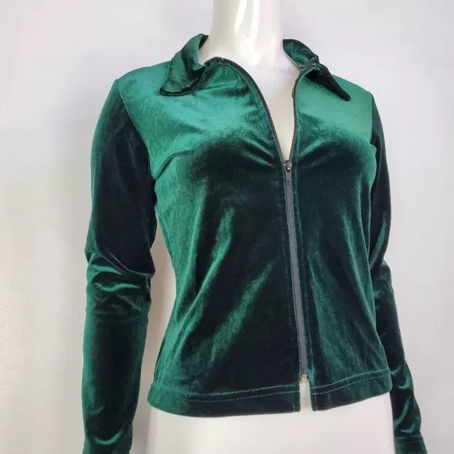 Vintage 90's B.B. Apparel Green Velvet Zip-Up Jacket