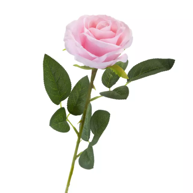Artificial Pink Rose Flowers Elegant Rose - Green Leaf-Stem 1 x Pink Rose 63cm
