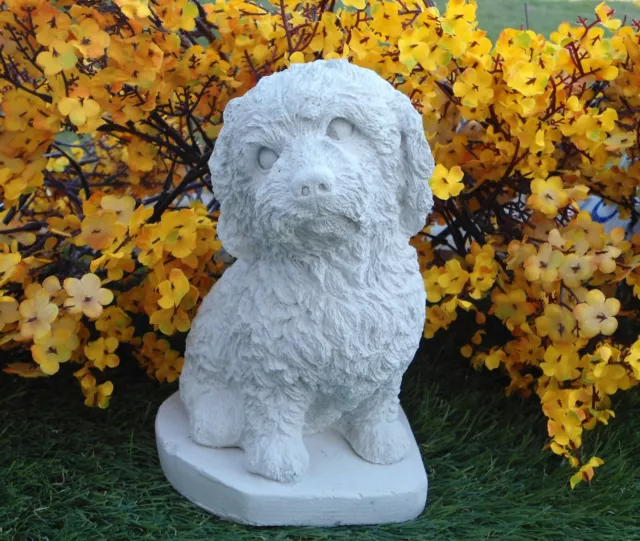 Concrete Dog Statue figurine curly hair ornament gift outdoor use memorial