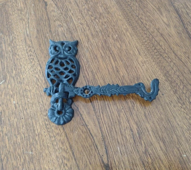Vintage Cast Iron Owl Swivel Wall Bracket Swing Arm Plant Hanger 1970s