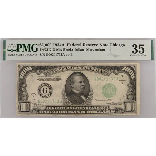 1934 Federal Reserve Note - One Thousand Dollar (PMG - Very Fine 35)