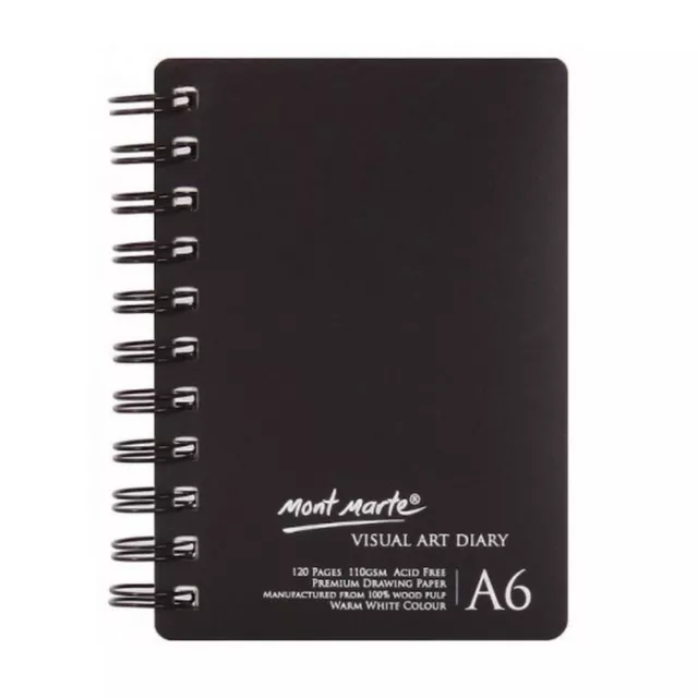 2 X Visual Diary Book A6 120 page Mont Marte Sketch Drawing Pad Art White Paper