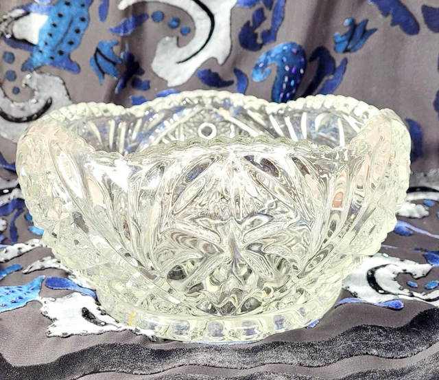 AMERICAN BRILLIANT Cut Glass ABP Crystal Deep Cut Bowl Sawtooth 7"