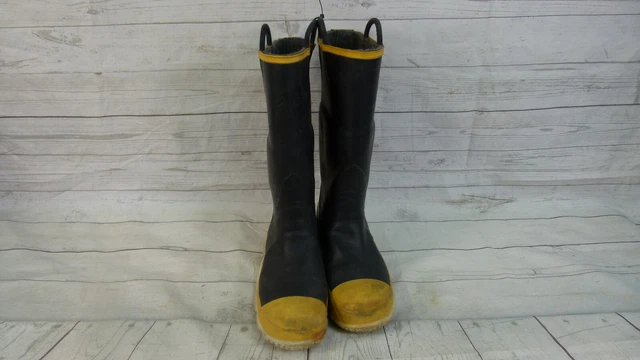 Black Diamond Firebreaker Firefighter Rubber Black/Yellow Boots Size 10.5 Medium
