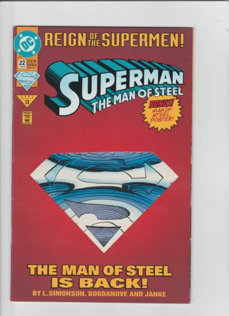 DC Comics Superman The Man of Steel #22 1993 1st full app of Steel origin VG