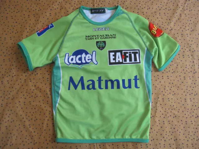 Maillot Rugby Montauban Matmut LEGEA Vintage - Porté, #20, Taille XXL