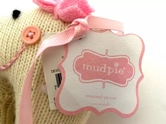 Mud Pie Tooth Fairy Pillow Pouch Knit Button Bow Pink Embroidery NWT Dental Gift 3