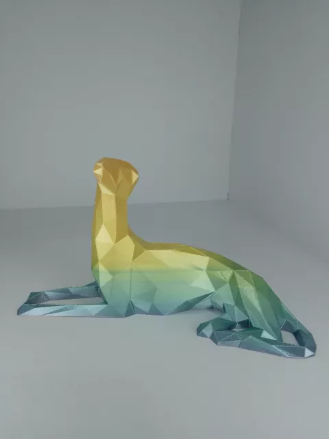 Greyhound Whippet 3D Printed Low Poly Silk Rainbow Gift Ornament 11cm Tall