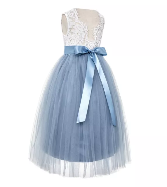 Eyelash Lace Back Flower Girl Dress First Communion Dress Pageant Dress Toddler