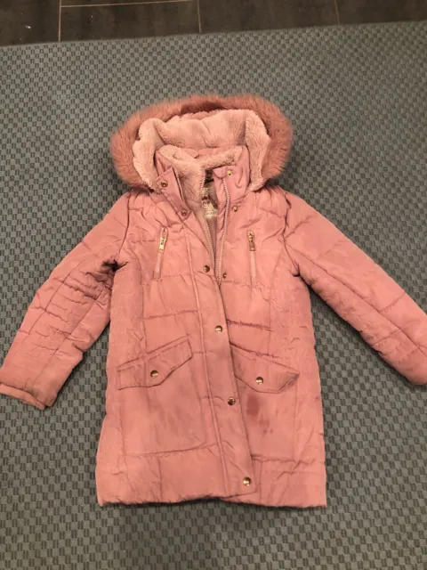 Girls Winter Coat Warm Pink Age 6 - 7 George