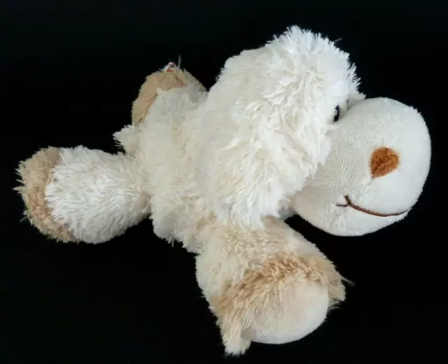 A6. DOUDOU PELUCHE SANDY VACHE MOUTON BLANC ECRU BEIGE 26cm patte allongée NEUF*