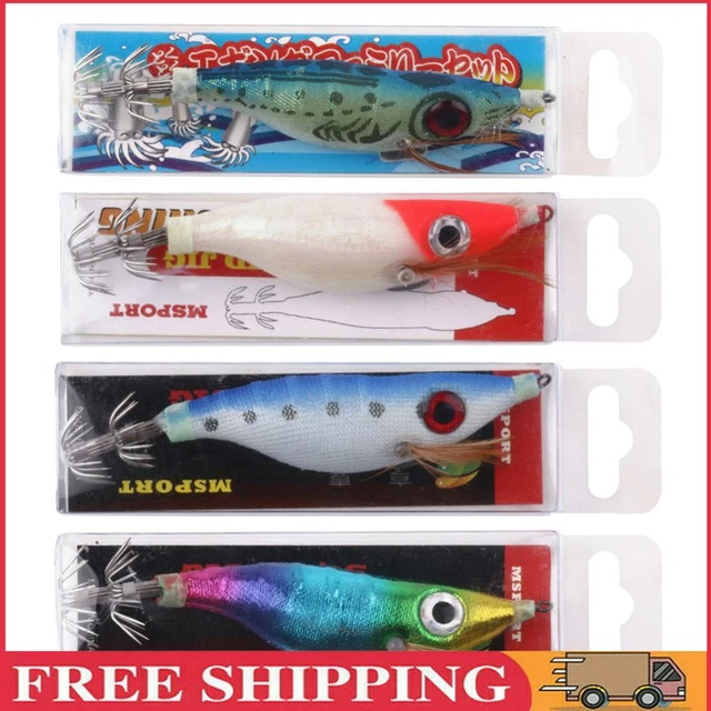 9g Luminous Squid Jigs Artificial Wood Shrimps Cuttlefish for Sea Fishing Hooks
