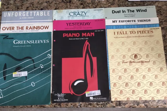 Vintage Music Book/Sheet Music-Piano and Guitar-variety of genre (9 sheets)