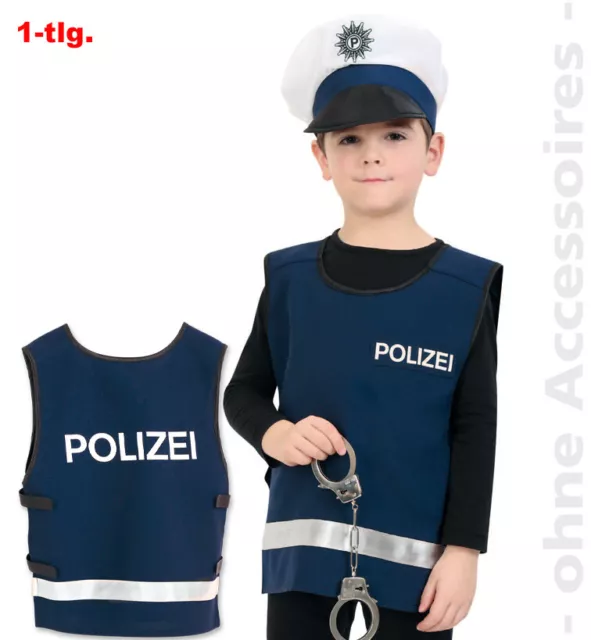 Polizei Weste Kostüm blau Kinder Jungen Jungs Fasching Karneval Polizist