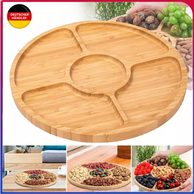 Frühstückstablett Serviertablett Servierplatte aus Holz für Obst Tee Snack 30cm