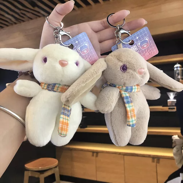 1pc Cartoon Plush Rabbit Keychain Pendant Cute Schoolbag Decoration For Kid  SN❤