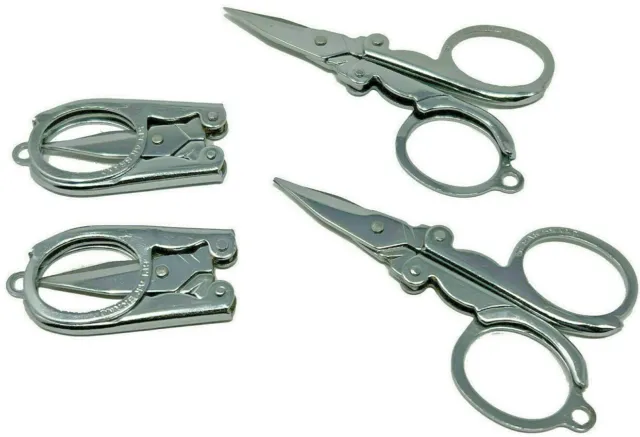 4-Pack Portable Folding Scissors - 3.5" - Metal Sharp Durable Travel Crafts Mini