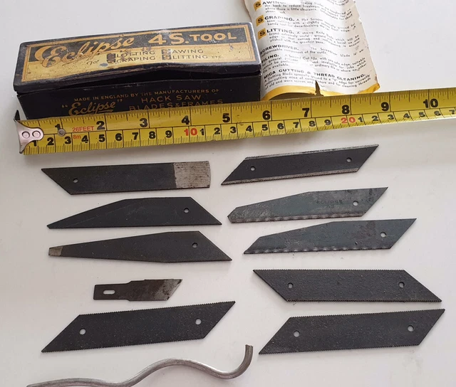 ECLIPSE HACKSAW BLADES & Frames In Tin 4S Tool Made In England Vintage