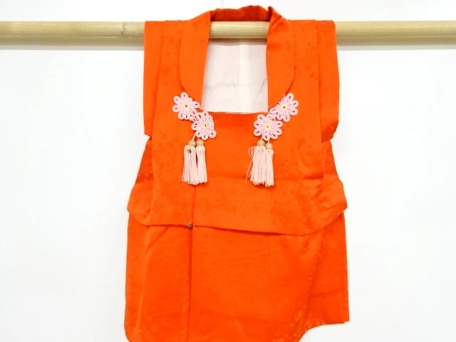 38737# Japanese Kimono / Antique Hifu Coat For Girls / Woven Stone Pavement