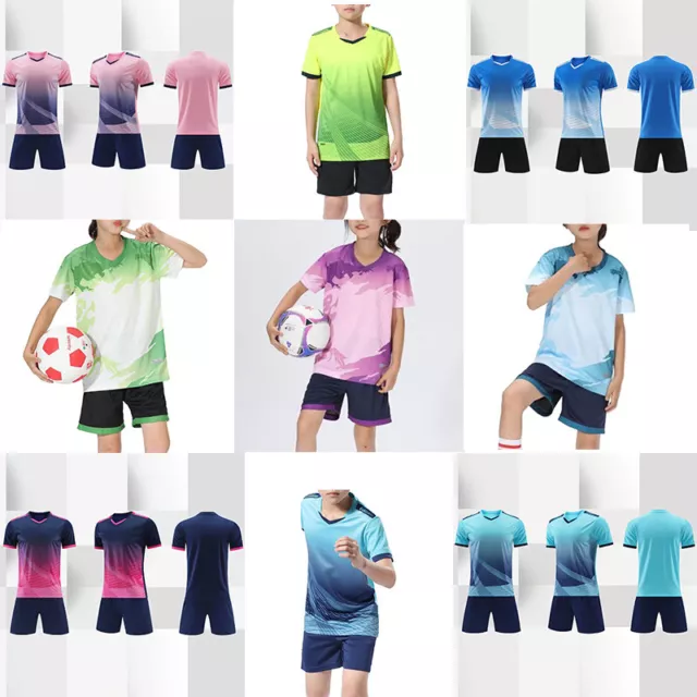 Kids Boys Girls Football Training Outfit Short Sleeves Sport T-shirt with Shorts