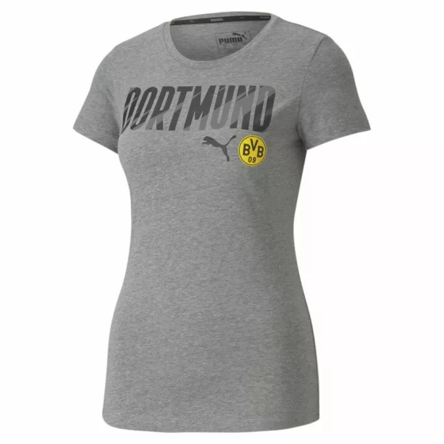 Puma BVB Borussia Dortmund ftblCore Wording T-Shirt Damen grau gelb