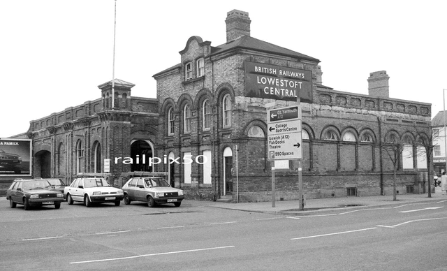 ORIGINAL RAILWAY NEGATIVE. Lowestoft Central station exterior. 1992. £4