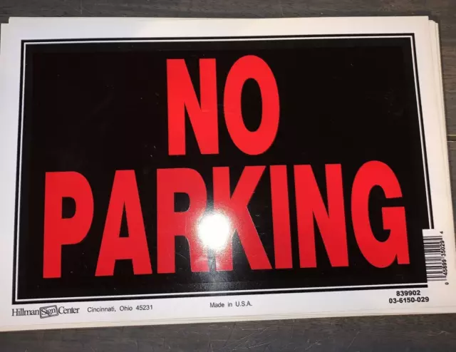 3 Pack, No Parking Sign 8"x12" Durable Plastic, Weatherproof, Bright Visible