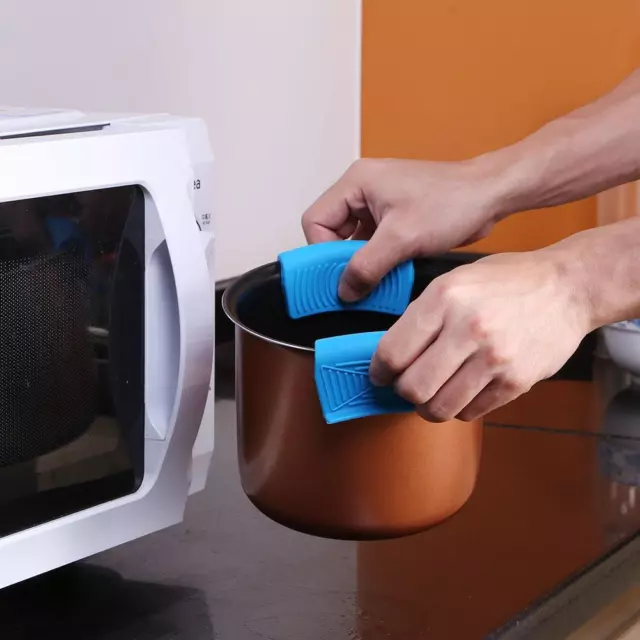 Impugnatura forno in silicone resistente al calore maniglia in pentola antiscivolo per cottura (blu)