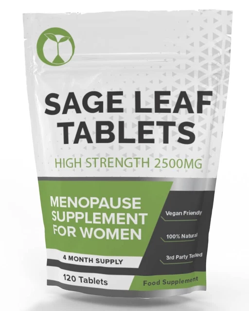 120 SAGE LEAF Tablets High Strength 2500mg Standardized for Menopause