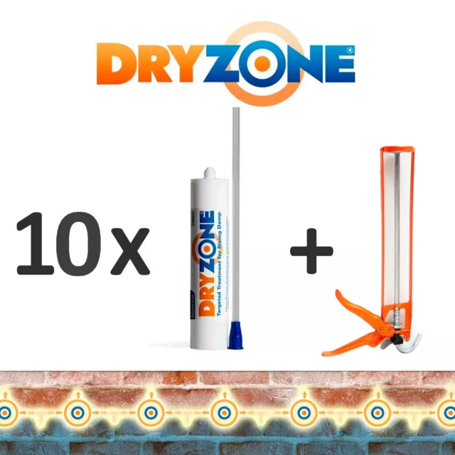 10 x Dryzone Injektionscreme, Horizontalsperre, Wandabdichtung, Kellerabdichtung